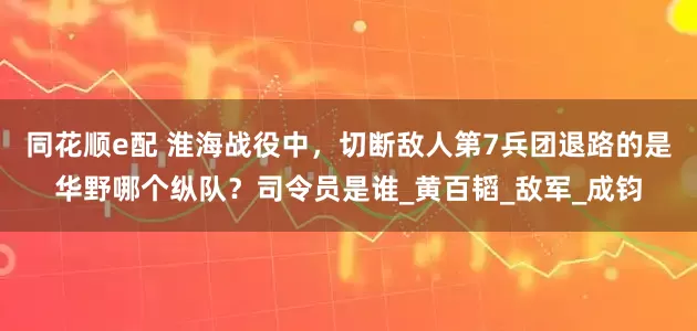同花顺e配 淮海战役中，切断敌人第7兵团退路的是华野哪个纵队？司令员是谁_黄百韬_敌军_成钧